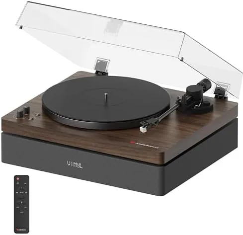 Overview of the AudioSource Vinyl Record Player, All-in-one Turntable with 2.1 Channel Built-in