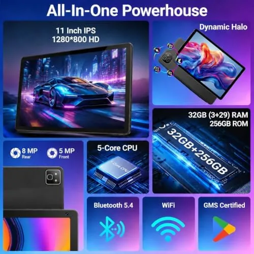 Another view of the 2026 Android 16 Tablet 11inch, 32GB +256GB +1TB Expand, 7800mAh