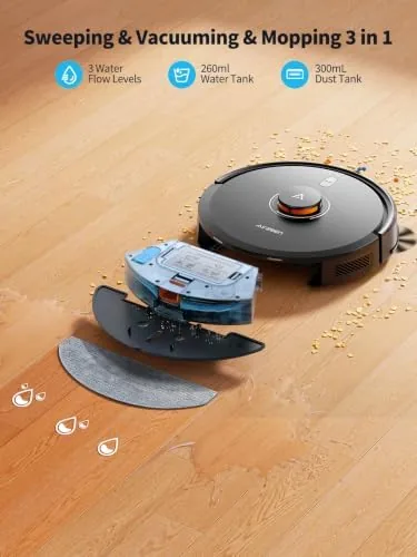 The robot vacuum pulling pet hair out of a medium pile area rug