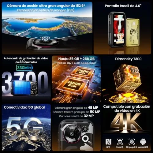Close look at the FOSSIBOT F116 Pro Unlocked 5G Mini Rugged Smartphone, 4" 120Hz build quality
