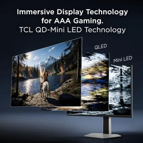 Detail shot of the TCL 27" C2A Series QD-Mini LED 4K UHD HDR Gaming features