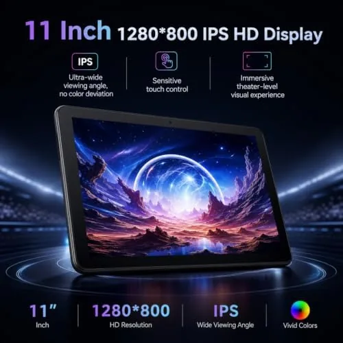 Detail shot of the 2026 Latest 11 Inch Android 16 Tablet, Tablet with 30GB features
