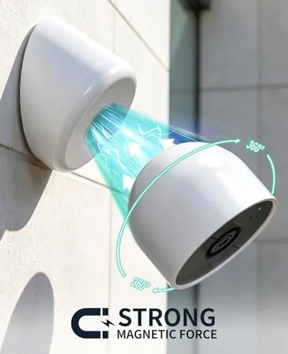 The Nest Cam on the desk stand during a video call