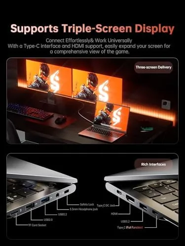 Another view of the KAIGERR 2026 Gaming Laptop, 24GB DDR5 512GB NVMe SSD Laptop