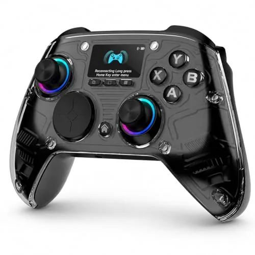 Front view of the AOC PC controller showing the interactive screen and RGB lighting