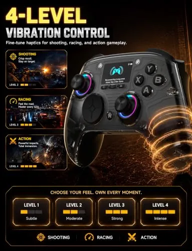 The AOC controller with the phone mount holding a smartphone
