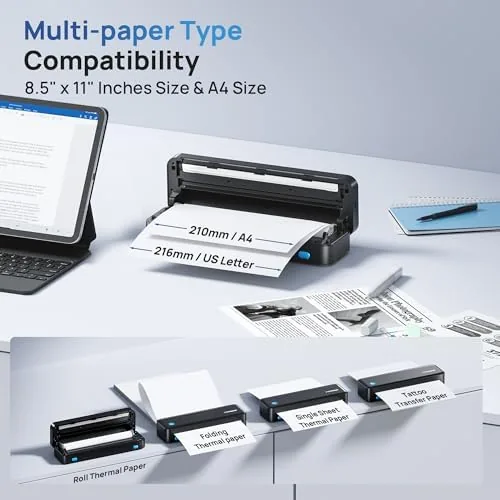 Close look at the D820 Inkless Portable Thermal Printer for Travel ,  8.5" x build quality