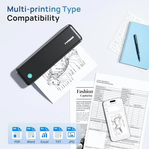 The D820 Inkless Portable Thermal Printer for Travel ,  8.5" x in real use