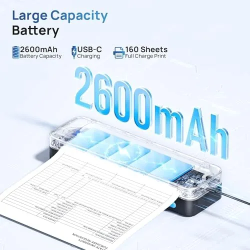 Another view of the D820 Inkless Portable Thermal Printer for Travel ,  8.5" x