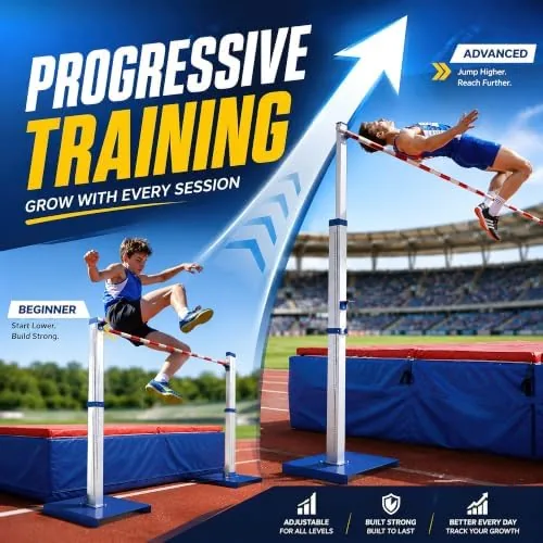 Close look at the Track & Field High Jump Standards, 2PCS Aluminum Stands Adjustable build quality