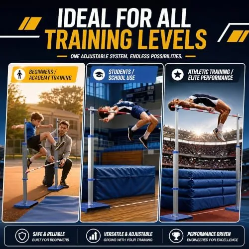 The Track & Field High Jump Standards, 2PCS Aluminum Stands Adjustable compared in context