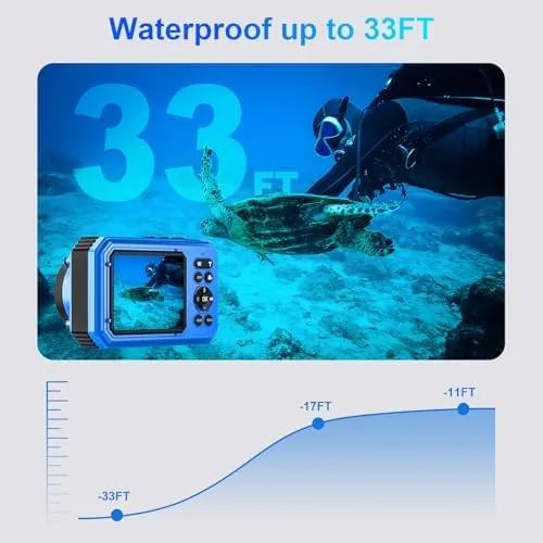 The camera display showing a menu of scene modes for underwater shooting