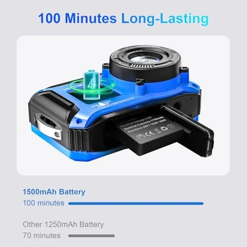 The camera being charged through its Type-C port on a kitchen counter