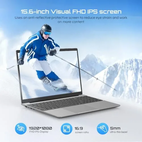 The 15.6 inch laptop in use during a video call at a desk