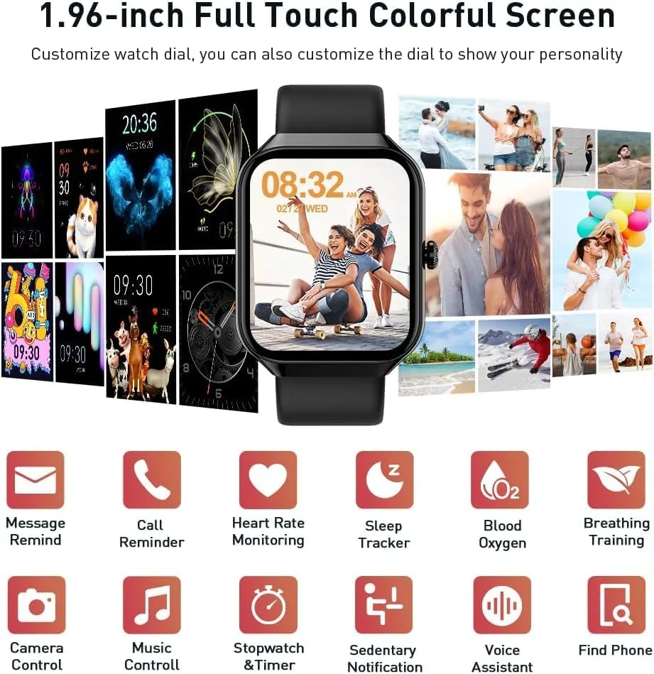 Close look at the Smart Watch(Answer/Make Call), 1.96" HD Smartwatch for Men Women, 2026 build quality