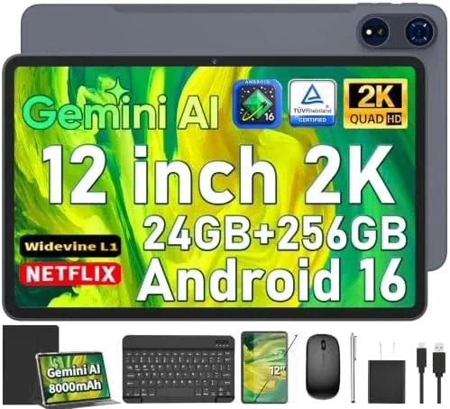 Overview of the Android 16 Tablet with Keyboard - 12 inch Tablet with