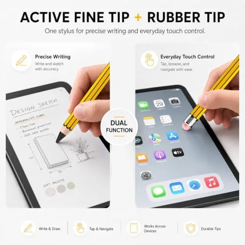 Close look at the Pencil Style Stylus Pen for Apple iPad 2018-2026, No Bluetooth build quality