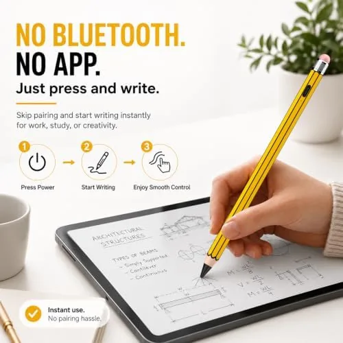 Another view of the Pencil Style Stylus Pen for Apple iPad 2018-2026, No Bluetooth