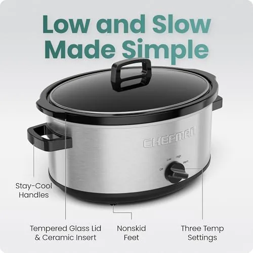 The slow cooker being served at a family dinner table