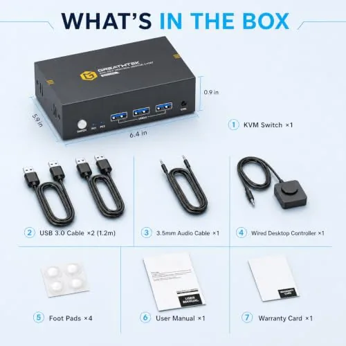 The GREATHTEK 8K@60Hz HDMI KVM Switch 2 Monitors 2 Computers | compared in context