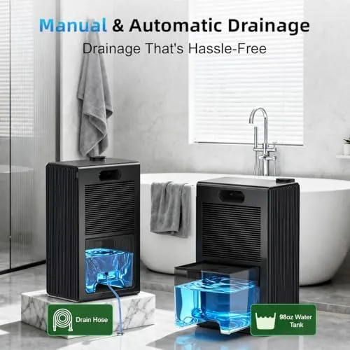 Testing the 98 OZ Small Dehumidifier for Home 1000 Sq Ft, Quiet over two weeks