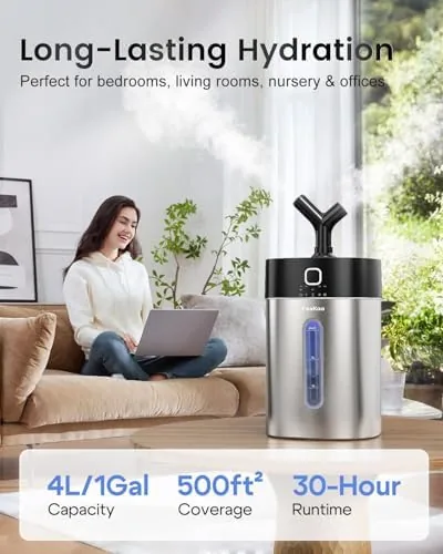 Close look at the Feekaa Stainless Steel Humidifier Easy Clean, 1Gal/4L Cool Mist Humidifiers build quality