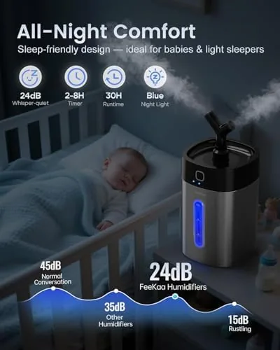 Another view of the Feekaa Stainless Steel Humidifier Easy Clean, 1Gal/4L Cool Mist Humidifiers