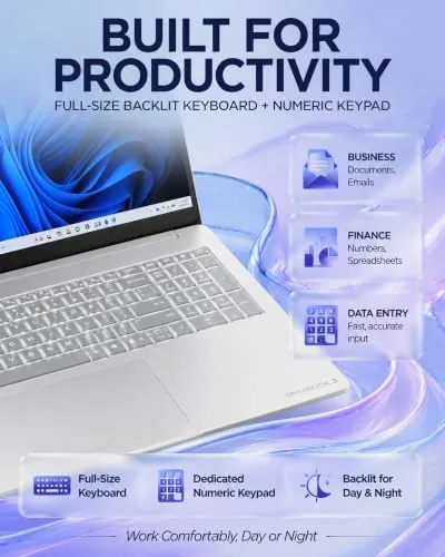 Another view of the HP OmniBook 3 17.3" Touchscreen Laptop, AMD Ryzen 5 130