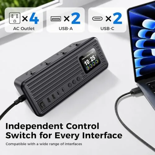 Another view of the Surge Protector Power Strip with Control Switch, Multi Plug Extension