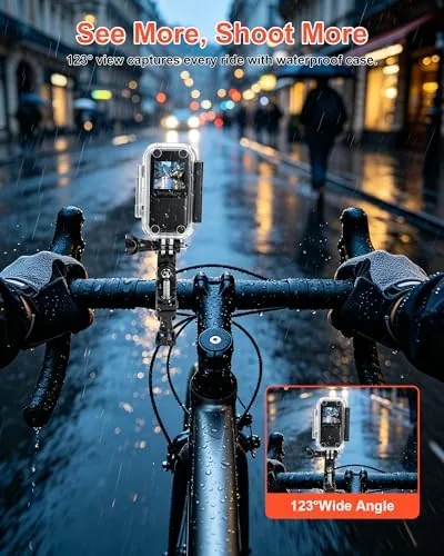 The camera clipped to a jacket during a walk