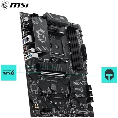 Rear I/O panel of the MSI B550 motherboard with the WIFI6E antenna