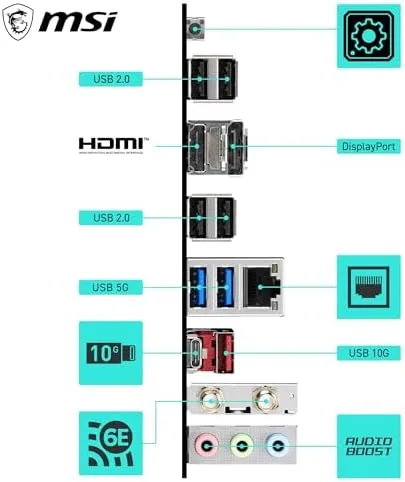 The MSI B550 motherboard box with accessories laid out on a desk