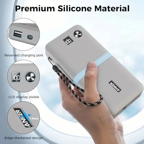 The case with the LCD display window showing the battery level