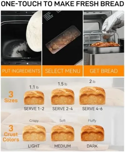 A freshly baked 2lb white loaf being removed from the bread maker pan