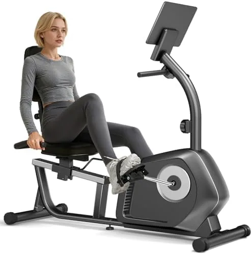 recumbent exercise bike set up in a home living room