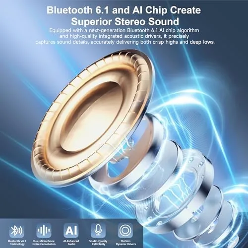 The Bluetooth 6.1 Headphones True Wireless Earbuds 120hrs Playtime Wireless Charging in real use
