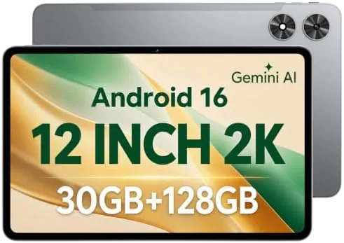 Overview of the 12 Inch Android 16 Tablet, 2K Display, 30GB RAM, 128GB
