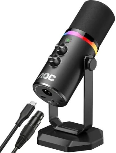 Overview of the AOC USB/XLR Dynamic Microphone for PC Gaming, Podcast & Recording