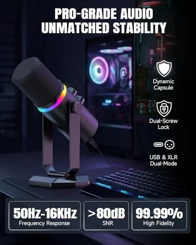 Close look at the AOC USB/XLR Dynamic Microphone for PC Gaming, Podcast & Recording build quality