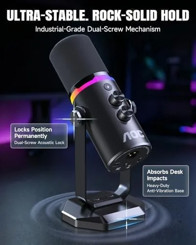 The AOC USB/XLR Dynamic Microphone for PC Gaming, Podcast & Recording in real use