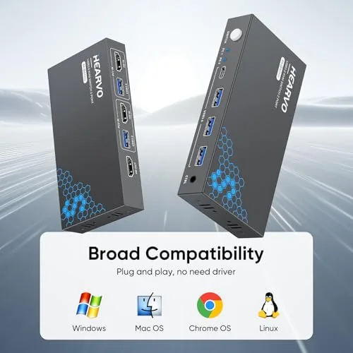 The Hearvo USB 3.0 HDMI KVM Switch 1 Monitor 2 Computers compared in context