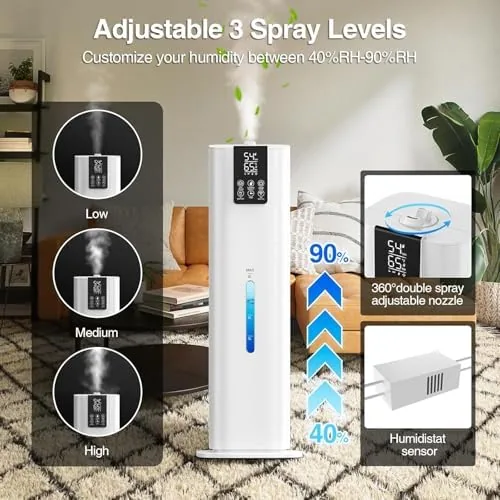 The 8L/2.1 Gal Smart Humidifier Large Room, Top Fill Cool Mist in real use