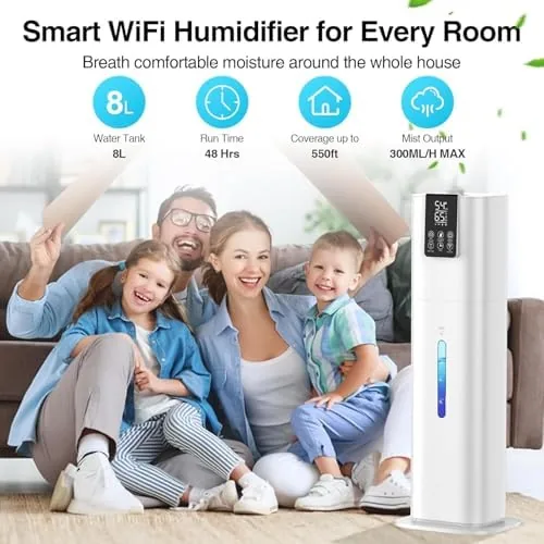 Another view of the 8L/2.1 Gal Smart Humidifier Large Room, Top Fill Cool Mist