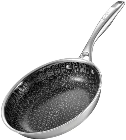 The 8-inch hybrid nonstick frying pan on a stovetop