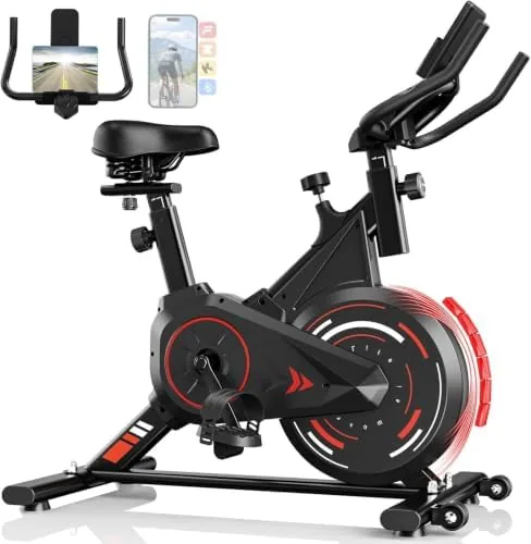 indoor cycling spin bike set up in a home gym