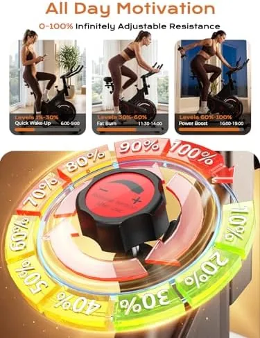 rider using the spin bike while following a workout app