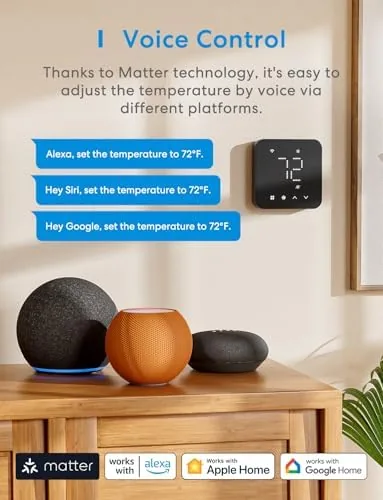 The thermostat connected to a phone app showing the temperature
