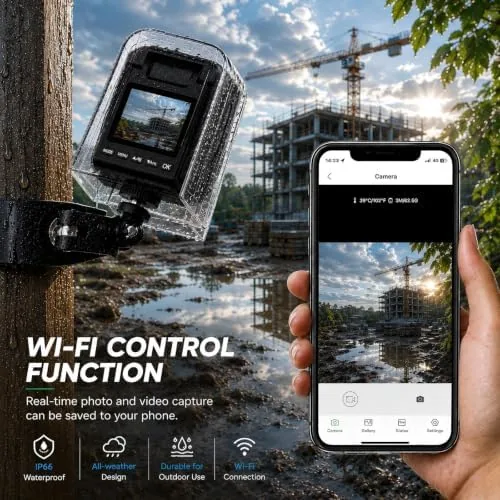 Detail shot of the Time Lapse Camera WiFi 4K Timelapse Camera Construction Long Battery features