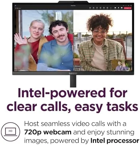 A video call running on the all-in-one desktop