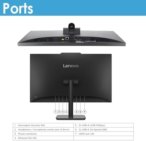 The all-in-one next to a tower and monitor setup for comparison
